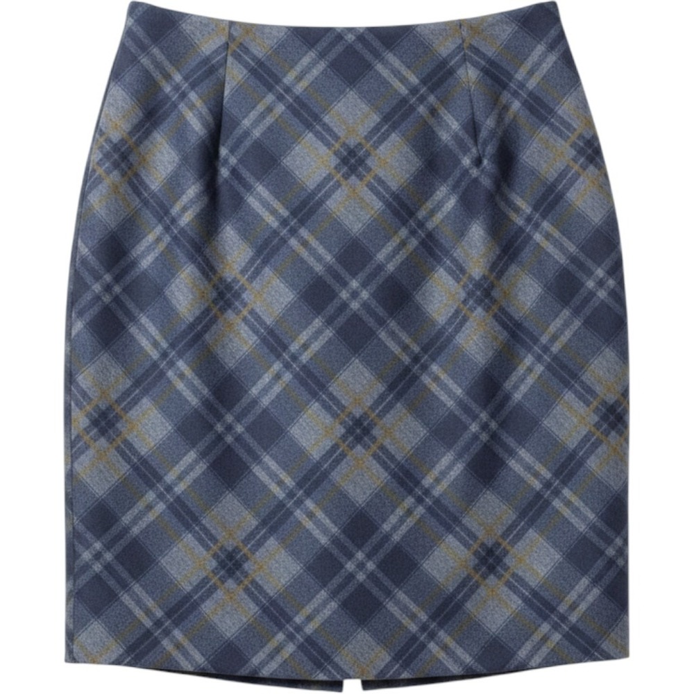 Cabi Blue Grey Plaid Pencil‎ Skirt Women's Size 6 High Waisted Career